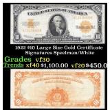 1922 $10 Large Size Gold Certificate Grades vf++ S