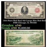 1914 $10 Large Size Red Seal FRN Rare Red Seal Chi