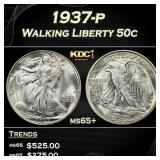 1937-p Walking Liberty Half Dollar 50c Grades ms65