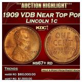1909 VDB Lincoln Cent Near Top Pop 1c ms67+ rd SEG