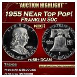 1955 Proof Franklin Half Dollar NEar Top Pop! 50c