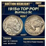 1915-d Buffalo Nickel TOP POP! 5c ms67 SEGS