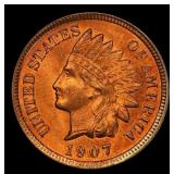 1907 Indian Cent . 1c Grades ms65 rd