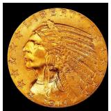 1914-p Gold Indian Half Eagle Near Top Pop! $5 ms6