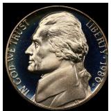1980-s Proof Jefferson Nickel 5c pr70 dcam SEGS