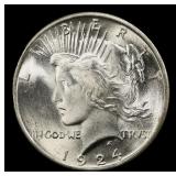 1924-p Peace Dollar $1 ms66+ SEGS