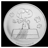 Snoopy Flying Ace Peanuts Style - 1 oz Silver Roun