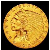 1912-p Gold Indian Quarter Eagle $2 1/2 ms65 SEGS