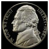 1986-s Proof Jefferson Nickel 5c pr70 dcam SEGS
