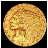 1913-s Gold Indian Half Eagle $5 ms63 USCG
