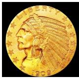 1909-p Gold Indian Half Eagle $5 ms64+ USCG