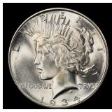 1934-d Peace Dollar $1 ms65+ SEGS