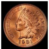 1901 Indian Cent Near Top Pop! 1c Grades ms66 rb