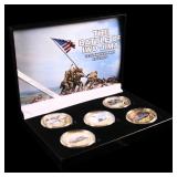 5 Coin Iwo Jima Gold Plated Round Collection