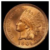1904 Indian Cent . 1c Grades ms65 rd