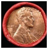 BU Shotgun Lincoln 1c roll, 1963-p 50 pcs Bank Wra