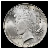 1924-p Peace Dollar $1 ms66+ SEGS