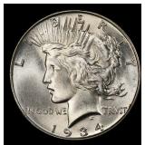 1934-p Peace Dollar Near Top Pop $1 ms66 SEGS