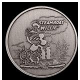 Antiqued Steamboat Willy Disney Style - 1 oz Silve