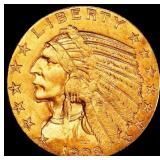1908-d Gold Indian Half Eagle $5 ms65+ USCG