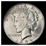 1934-s Peace Dollar $1 au58 SEGS