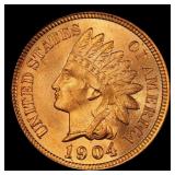 1904 Indian Cent . 1c ms66 rd SEGS