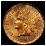 1901 Indian Cent . 1c Grades ms65 rd