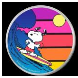 Snoopy Surfing Peanuts Colorized Style - 1 oz Silv
