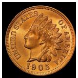 1905 Indian Cent . 1c Grades ms65 rd