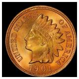 1901 Indian Cent . 1c Grades ms65 rd