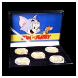5 Coin Tom and Jerry Gold Plated Round Collection