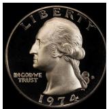 1974-s Proof Washington Quarter 25c pr70 dcam SEGS