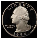 1990-s Proof Washington Quarter 25c pr70 dcam SEGS
