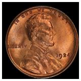 1924-p Lincoln Cent Near Top Pop! 1c ms66+ rd SEGS