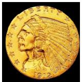 1912-p Gold Indian Quarter Eagle TOP POP! $2 1/2 m