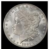 1881-p Morgan Dollar $1 Grades ms65+