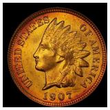 1907 Indian Cent . 1c Grades ms65 rd