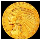 1908-d Gold Indian Half Eagle Near Top Pop! $5 ms6