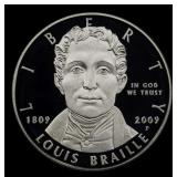 2009-P Louis Braille Proof Modern Commem Dollar $1