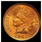 1901 Indian Cent . 1c Grades ms65 rd