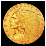 1927-p Gold Indian Quarter Eagle Near Top Pop! $2
