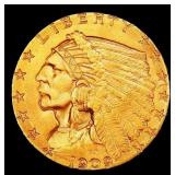 1909-p Gold Indian Quarter Eagle TOP POP! $2 1/2 m