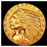 1914-d Gold Indian Half Eagle $5 ms63+ USCG