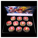 10 Coin Pokemon Gold Plated Round Collection "Poke