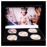 5 Coin Queen Elizabeth II Gold Plated Round Collec