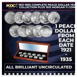 1921-1935 Complete Peace Dollar Year Collection Pl