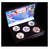 5 Coin Silver Plated Marvel Avengers Superhero Set
