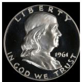 1961 Proof Franklin Half Dollar Near Top Pop! 50c