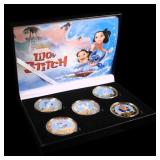5 Coin Lilo and Stitch Gold Plated Round Collectio