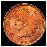 1907 Indian Cent Near Top Pop! 1c ms66+ rd SEGS